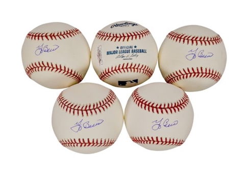 Lot of Five (5) Yogi Berra Signed Baseballs 